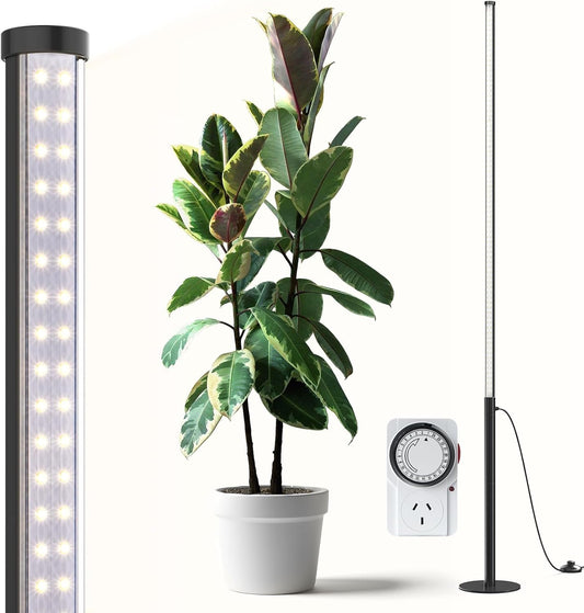 Barrina T10 Pro Standing Plant Light with Timer, 42W, 5000K, Full Spectrum Vertical Grow Lights for Indoor Plants, Wide Coverage, 120cm to 170cm Height with Foot Switch, for Flower and Tall Plants