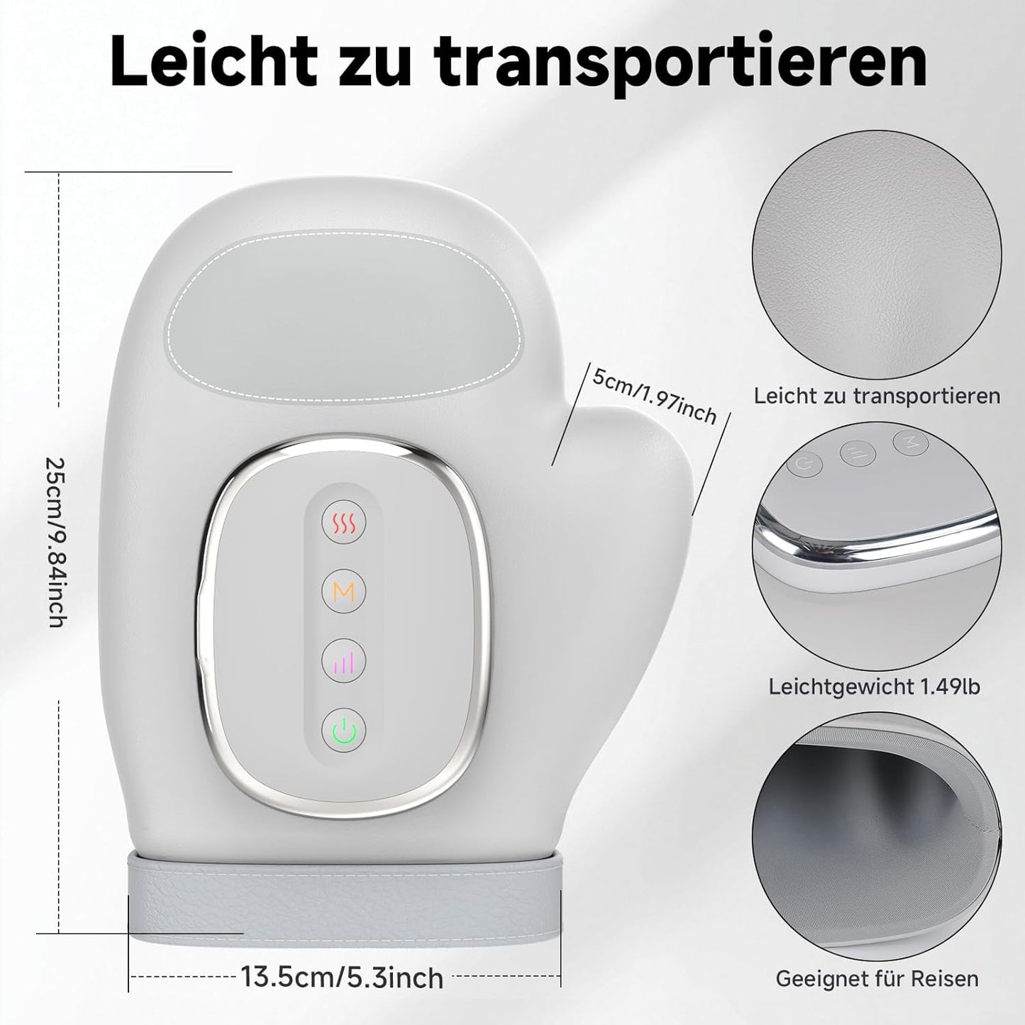 Airbag Hand Massager Electric Hand Massager with Heat and Compression 3 Massages | 3 Temperatures | 5 Levels | Car Timer | Rechargeable Therapeutic Glove for Arthritis and Carpal Tunnel