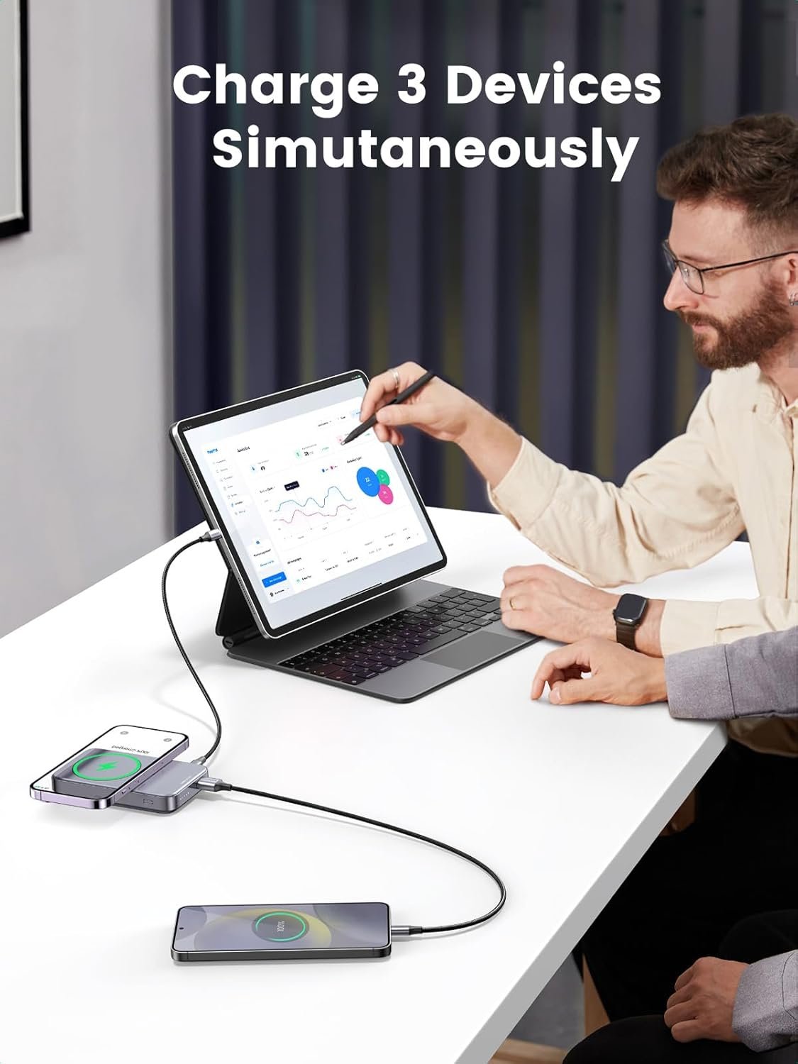 UGREEN Magsafe Power Bank Magnetic Battery Pack 10000mAh Powerbank with Foldable Kickstand, PD 20W, 15W Wireless, 3 Ports Portable Charger for iPhone 16 Pro Max/15 Plus/14/13/12 Series