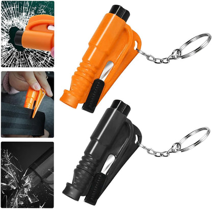 Mini Car Glass Window Safety Hammer Breaker and Emergency Whistle and Seat Belt Cutter 3 in 1 Escape Tool, 2 Pack