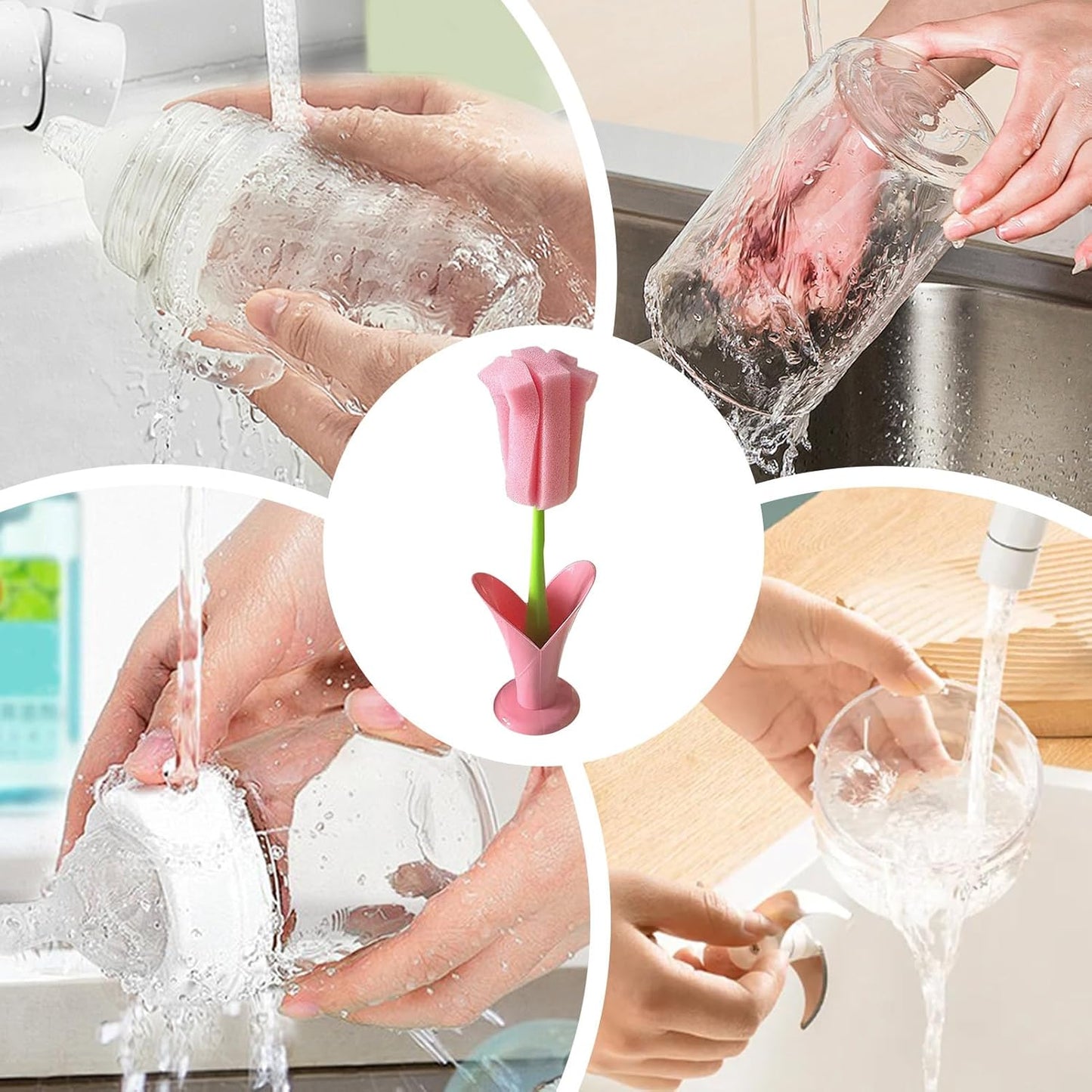 Bottiglia Brush, Detachable Sponge Cleaner, 9,45 in Long Handle Scrubber, Versatile Dish Washing Tool, Deep Cleaning Design for Home Essential, Travel Cups, Pet Bowls, Bathroom Sinks
