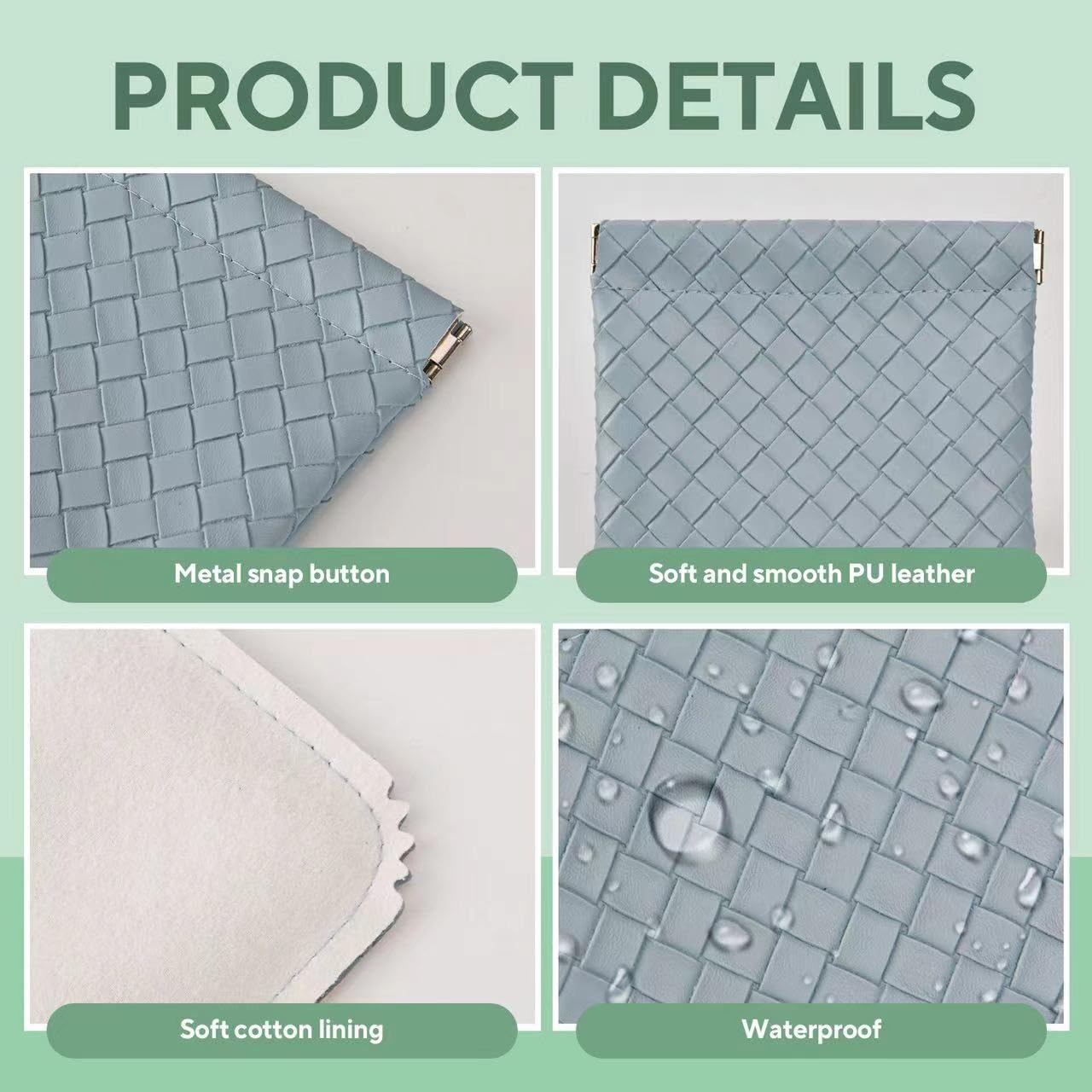 4PCS Small Makeup Bag for Purse，Waterproof Leather Portable Mini Makeup Bag,Snap Closure Organizer Pouch for Coins Cards Jewelry Lipstick Cosmetic Accessories，Small Travel Kit Storage Pouch,