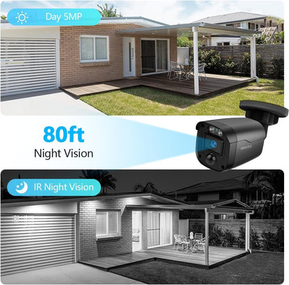 Full HD 5MP Definition Wired Security Camera System Outdoor Home Video Surveillance Cameras CCTV Camera Security System Outside Surveillance Video Equipment Indoor DVR Recorder