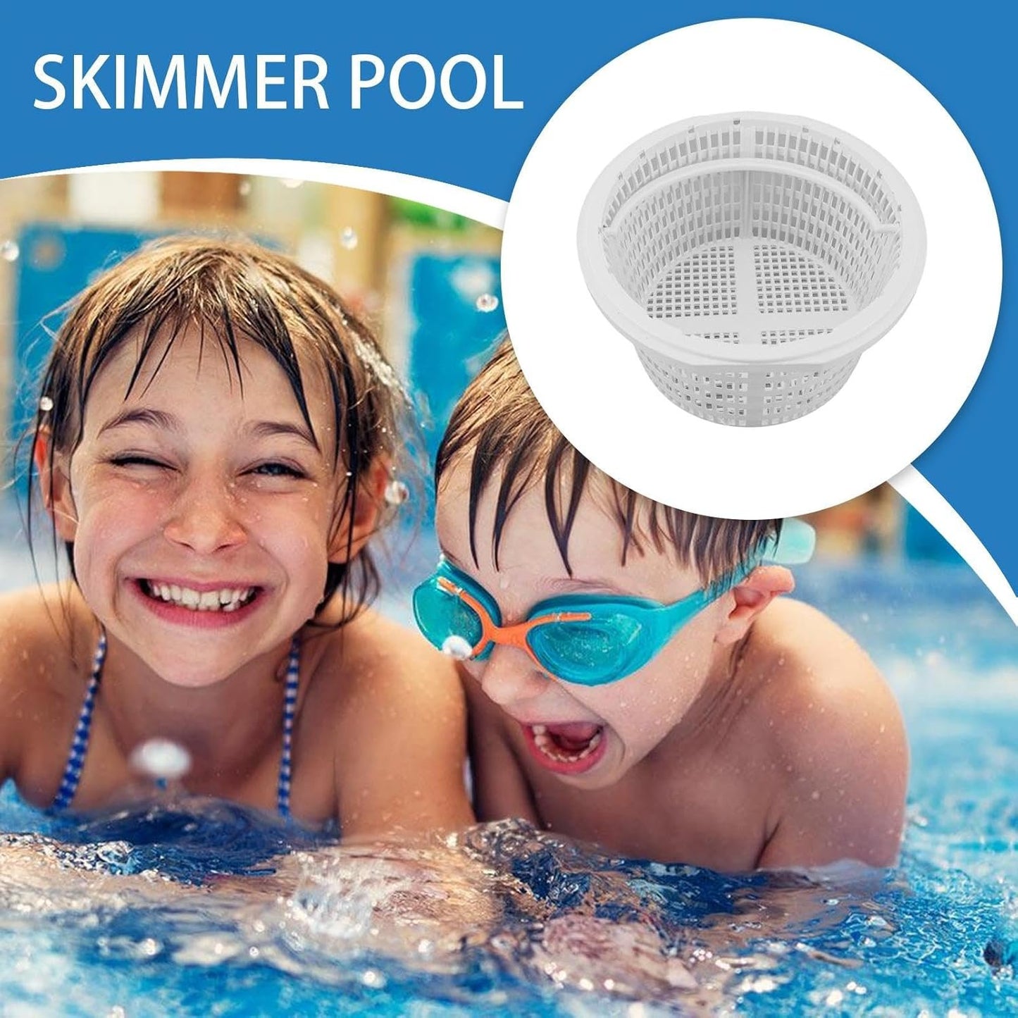 Skimmer Basket, 8-inch Pool Basket Plas-tic Po ol Filter Basket, Univ ersal Skimmer Basketry,Replacement Pond Accessory Skimmer Basketry Strong abs Material with Handle for Swimming Ponds, Spas