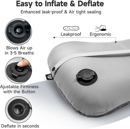 Outskirt Inflatable Camping Pillow, 2 in 1 Removal Inflatable Pillow for Backpacking Camping, Ultralight and Portable Camping Pillows for Traveling, Neck Pillows for Hiking Travel