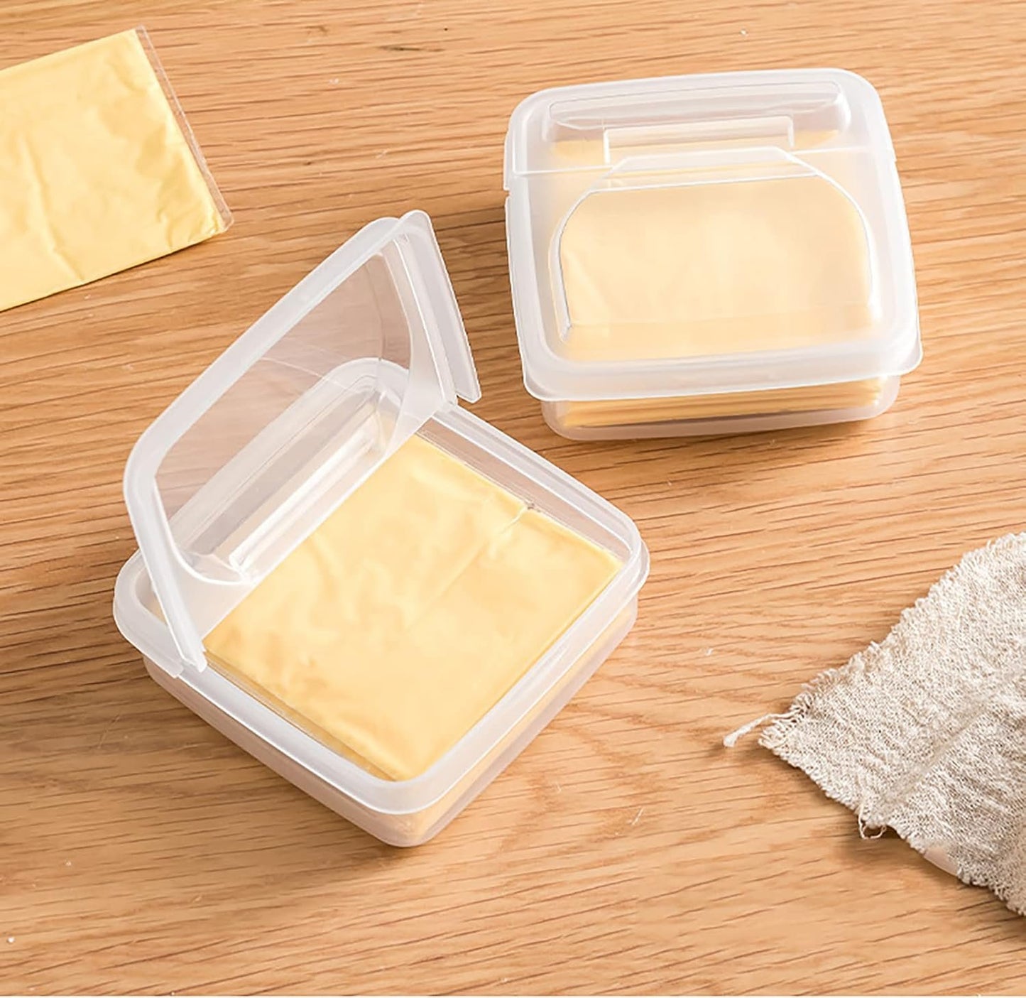 WonLiq 2 Pack-Plastic Sliced Cheese Storage Containers with lids Airtight Keeps Cheese Fresh and Delicious Cheese Container for Fridge
