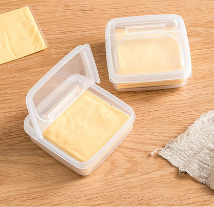 WonLiq 2 Pack-Plastic Sliced Cheese Storage Containers with lids Airtight Keeps Cheese Fresh and Delicious Cheese Container for Fridge