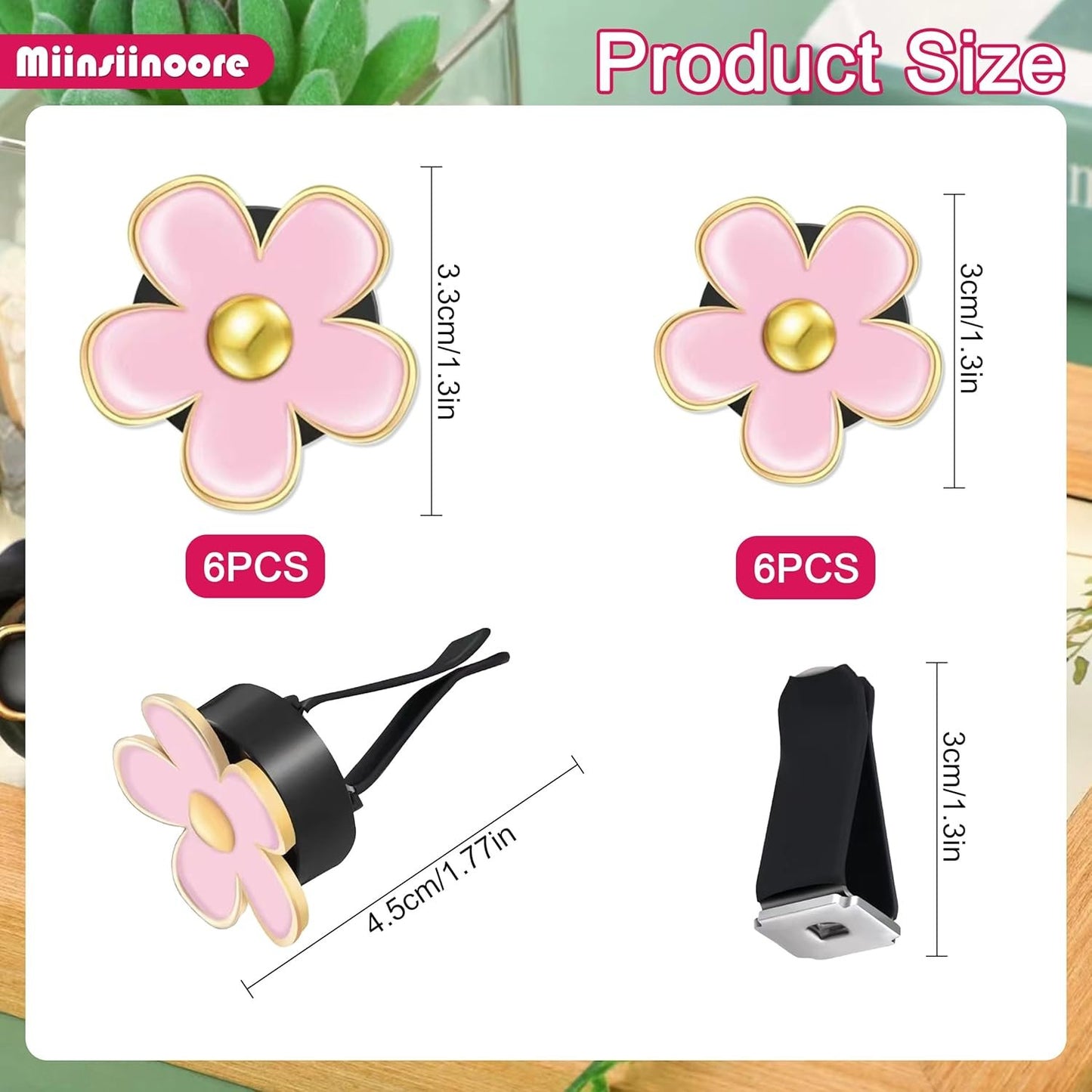 12 Pcs Daisy Flowers Air Vent Clip, Cute Car Air Outlet Clip Vent Clips, Car Diffuser Vent Clips Car Interior Decor Accessories Air Freshener Clip for Women Car Interior Accessories