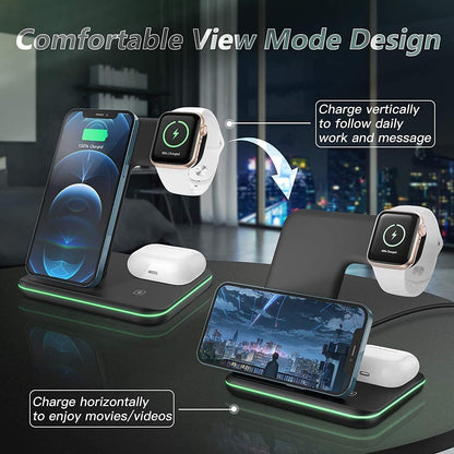 LIONAL Wireless Charger, 3 in 1 Wireless Charging Station for iPhone 14/14 Pro/13 Pro Max/13/12/12 Pro Max/11 Pro Max/SE/XR/XS Max/8 Plus/Apple Watch 8/7/6/SE/5/4/3/2, Airpod Pro/3/2