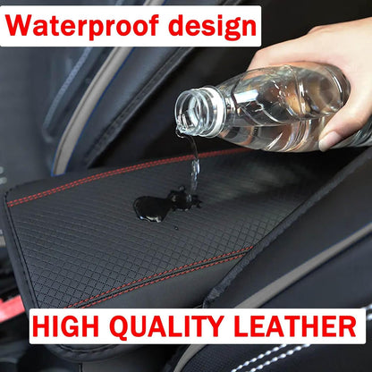 KAQISI Car Armrest Storage Box Mat, Fiber Leather Car Center Console Cover, Car Armrest Seat Box Cover Accessories Interior Protection for Most Vehicle, SUV, Truck, Car (Black/Red)