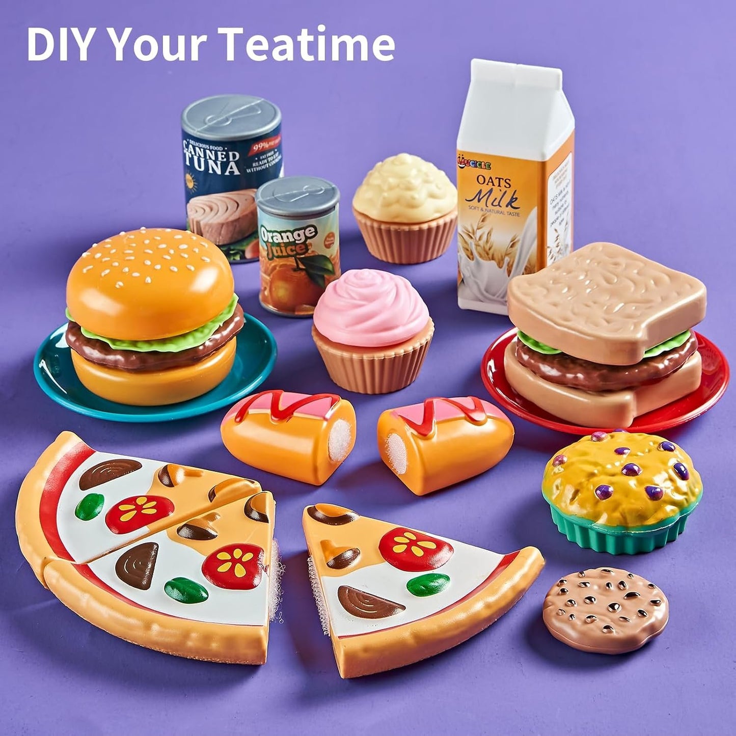 Laugigle Pretend Play Food for Kids Kitchen - 78Pc Cutting Toy Food with Storage Bag, Food Toys with Veggies, Fruits, Fake Food with Pizza Toy, Pretend Food, Play Kitchen Accessories, Boys Girls Gift