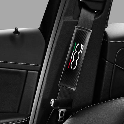 Stylecart 2 Pieces Car Seat Belt Cover for Fi-AT 500 500C 500X 500L Breathable Carbon Fiber Seat Belt Padding Covers Interior Accessories, Black