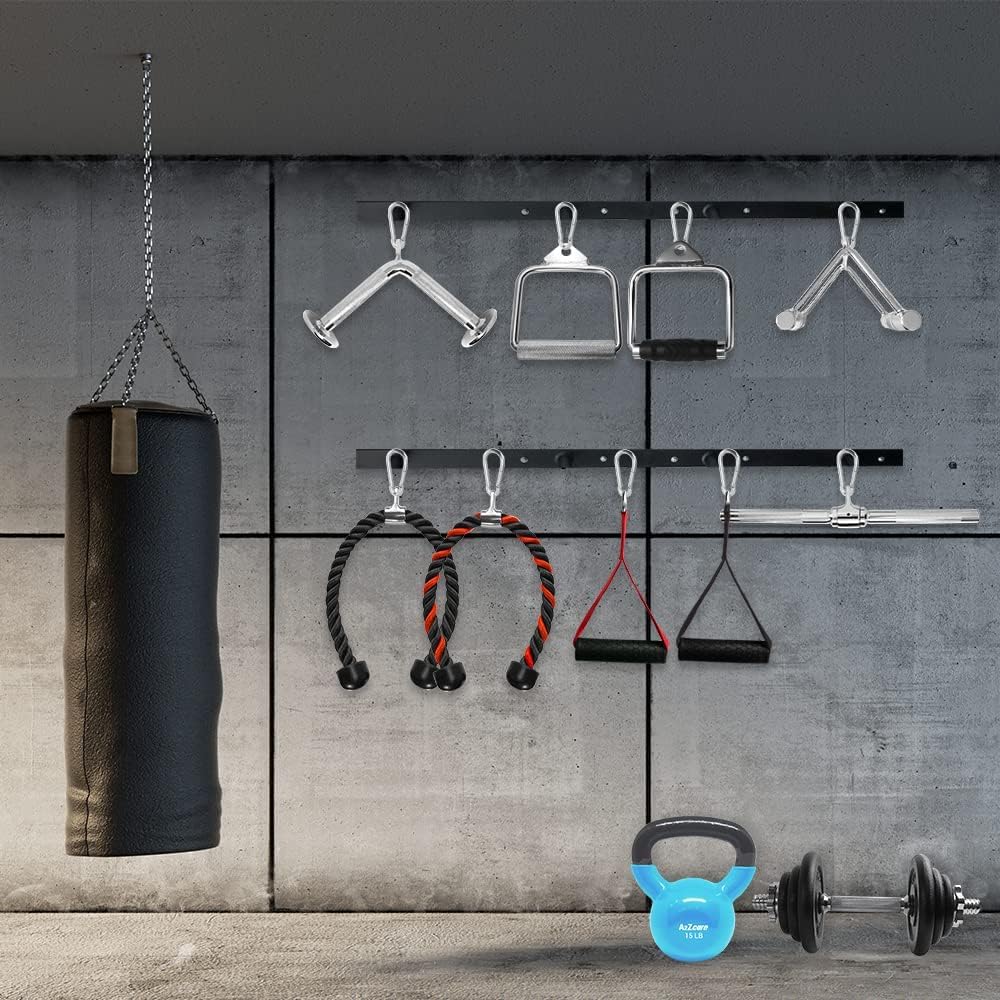 Emapoy 2 Pack Single D Handle with Rubber Handgrips and 2 Free Snap Hooks, High Strength Extension Stirrup Handle, Gym Exercise Cable Machine Attachment