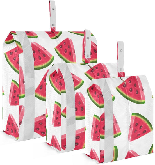 Red Triangle Watermelon 3 Set Packing Travel Organizer Portable Bags For Closet Ziplock Bag Storage And Organization