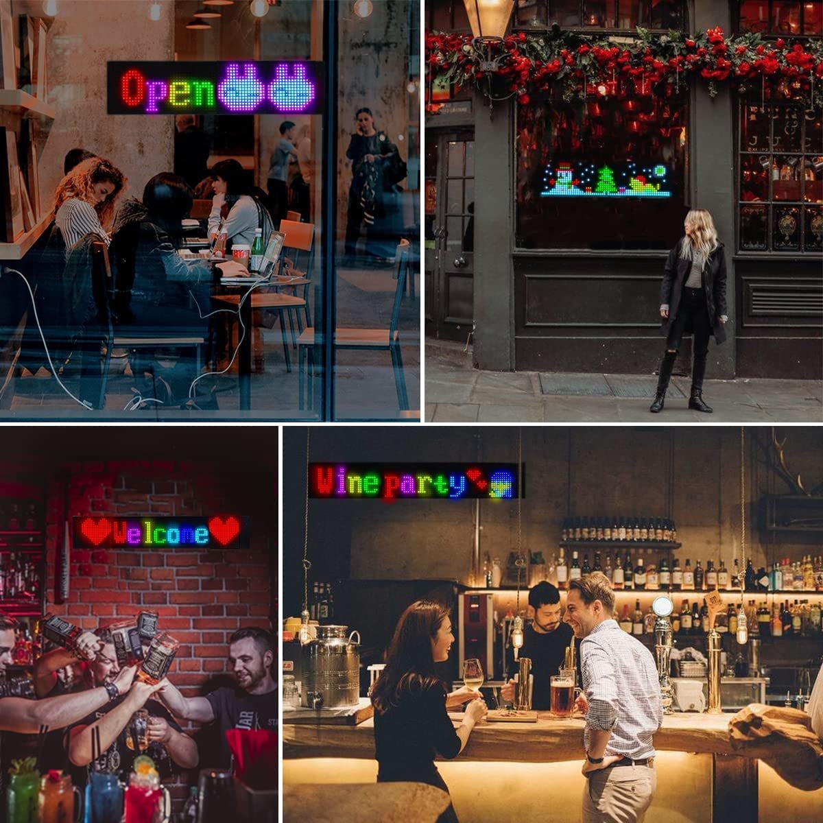 Programmable LED Sign for Business,Flexible Digital Sign,Scrolling LED Sign,Bluetooth APP,DIY Design Animations,Text, Graffiti,Colour (23''x5'')