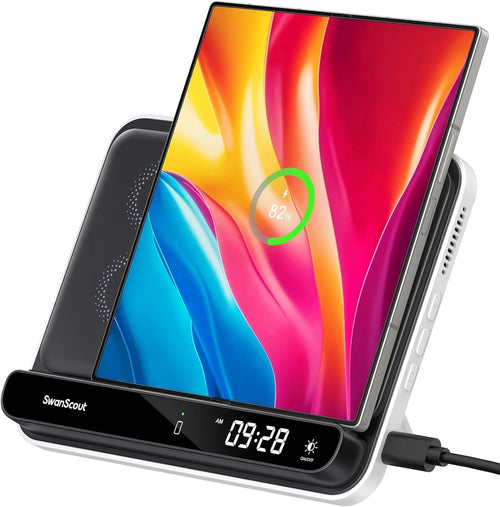 SwanScout 30W Dual Phone Wireless Charger, Wireless Charger for Samsung Z Fold/Google Pixel 9 Pro Fold, SwanScout 504F, Charging Station for Samsung S25/S24/S23, iPhone 16/15/14, Pixel 9/8/7/6