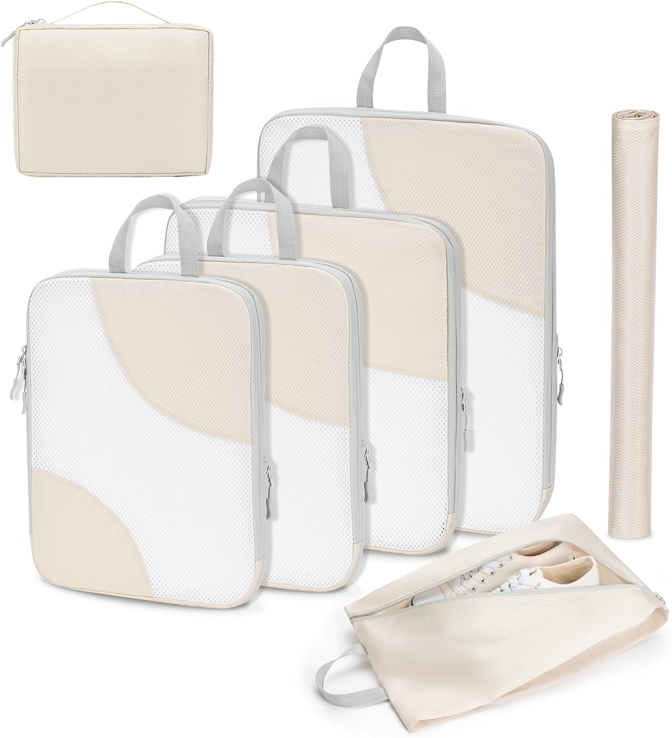 Joyoldelf Packing Cubes for Suitcases Beige