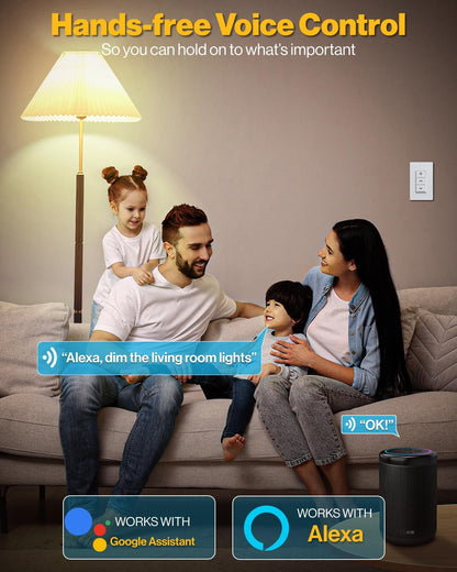 Sunco Smart Dimmer Switch, Double Rocker Wall Light Switch, WiFi Compatible with Tuya, Smart Life, Sunco Lighting Smart App, 120V, Compatible with Alexa and Google Assistant