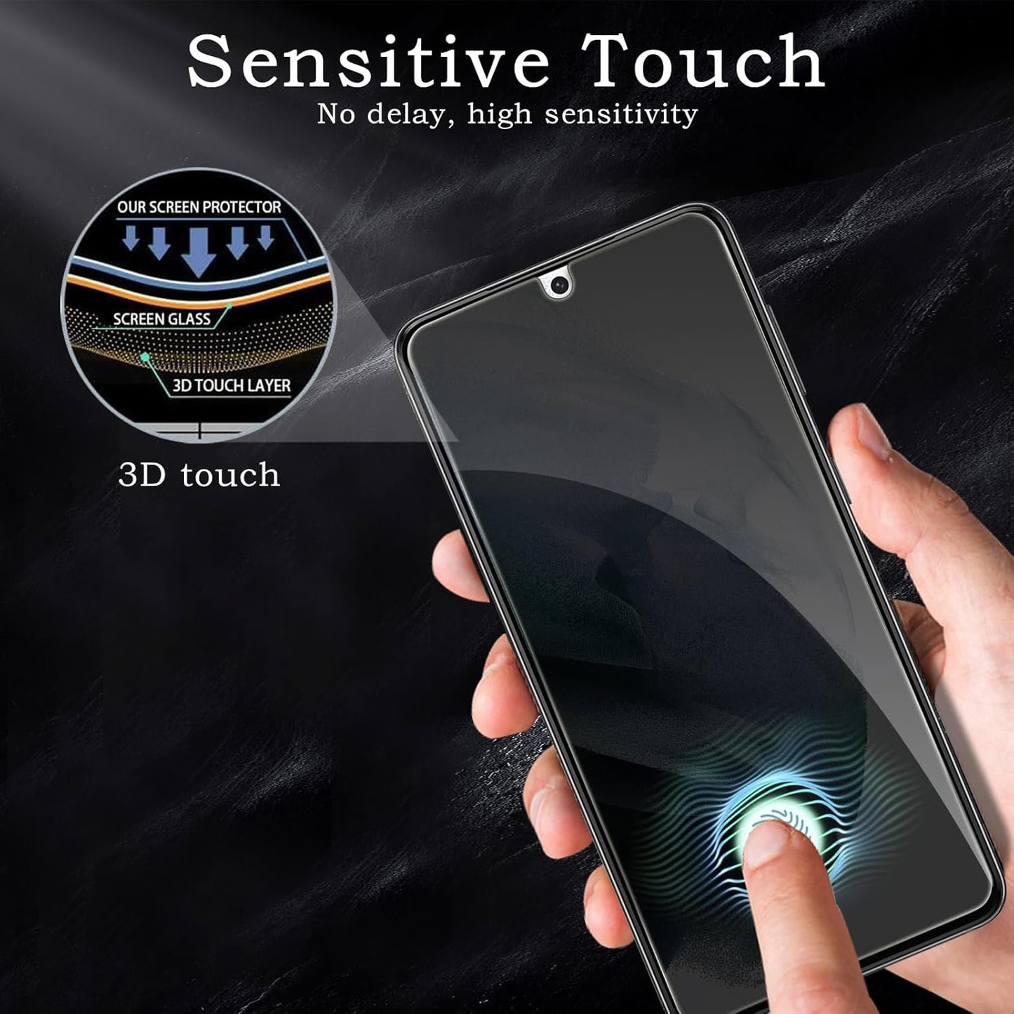 Privacy Screen Protector for Samsung Galaxy S21 5G, Shatterproof Tempered Glass Accessories, Anti Spy Tempered Glass Film, Case Friendly Ultra Resistant 9H Hardness Anti-Glare HD Black -2 Pack