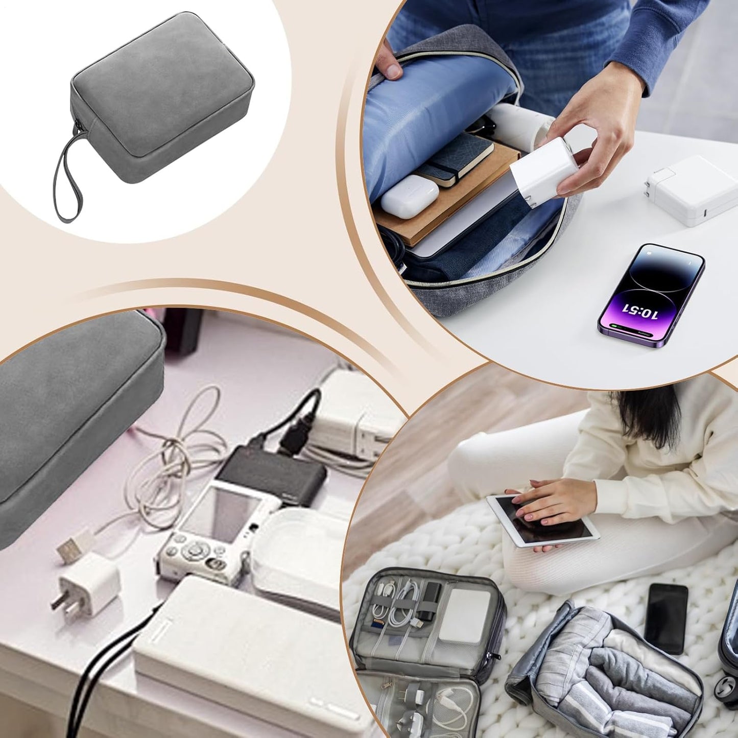 Electronic Bag, Cable Organizer, Accessory Case, Intelligent Compartments Enable Seamless Digital Organization, Robust Fabric Cords and Chargers, for Travel Tech Essentials