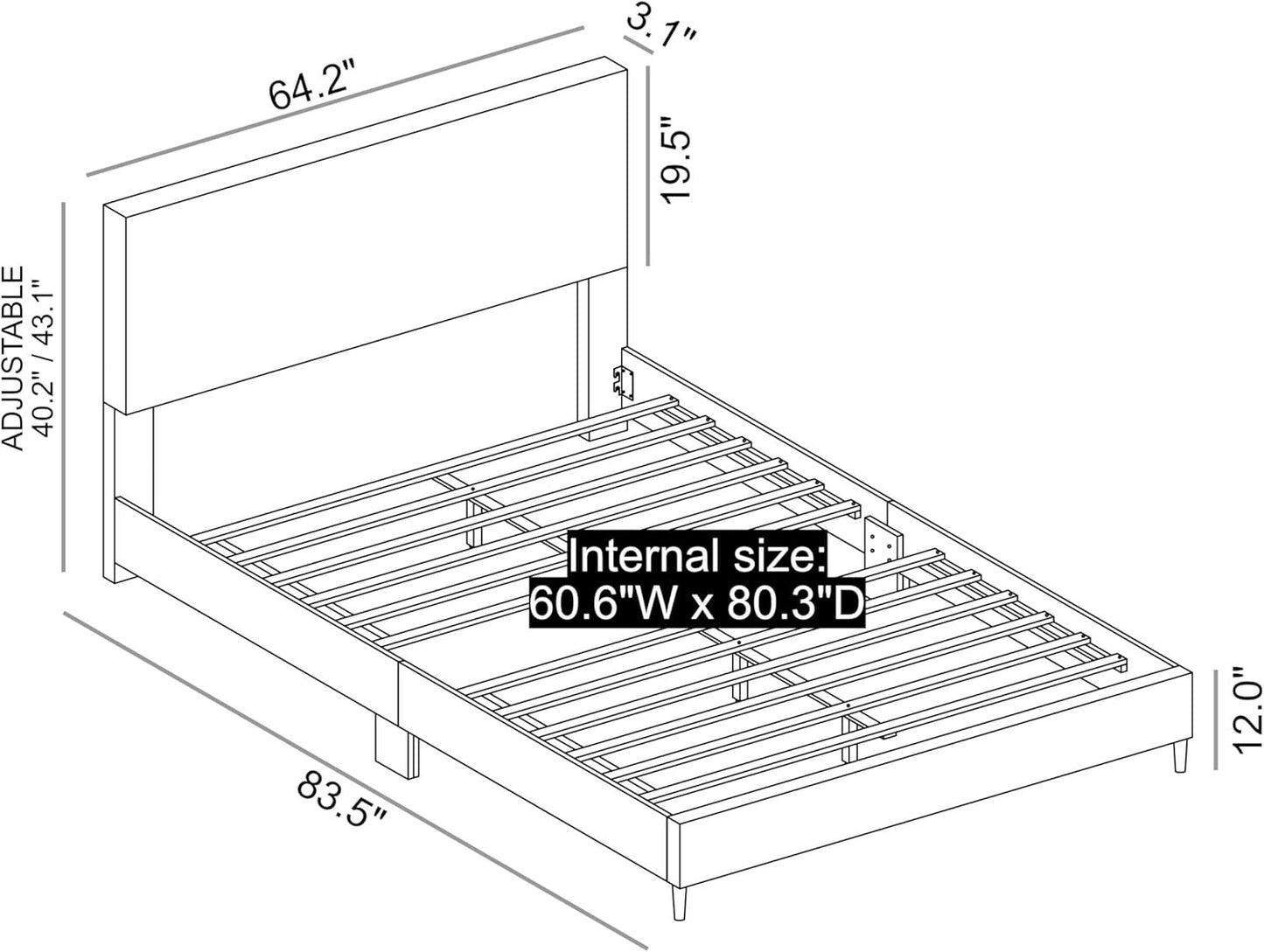 GALANO Wood Queen Bed Frame with Headboard – Platform Bed Frame Queen Size, Cream Upholstered Bedframe, Modern Queen Size Bed, Easy Assembly, No Box Spring Needed, Beds for Bedroom