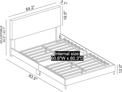 GALANO Wood Queen Bed Frame with Headboard – Platform Bed Frame Queen Size, Cream Upholstered Bedframe, Modern Queen Size Bed, Easy Assembly, No Box Spring Needed, Beds for Bedroom