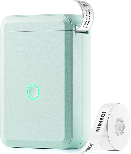 NIIMBOT D110 Label Maker Machine, Small Label Printer Bluetooth Connection Multiple Templates Available for Phone Easy to Use for Office Home Organization Rechargeable, Light Green