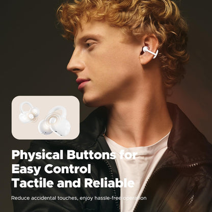 SOUNDPEATS POP Clip Open Ear Earbuds, Bluetooth 5.4 Clip-On Headphones, Lightweight Comfort, AI Call Noise Cancellation with Dual Connection, Immersive Audio Wireless Earbuds, 30H (White)