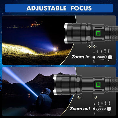 LETMY Rechargeable Flashlight, High Lumens Tactical Flashlight Rechargeable, Brightest LED Flashlights with 3 Modes & Zoomable, Waterproof Mini Flashlight for Camping Hiking Emergency (2 Pack)