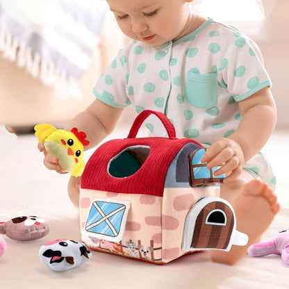 Générique Plush Barn Farm Animals, Stuffed Toy Pretend Play Set, Fun Learning Child Safe Hand Development with Mirror for Kids, Toddler, Boys, Girls, Preschool Children