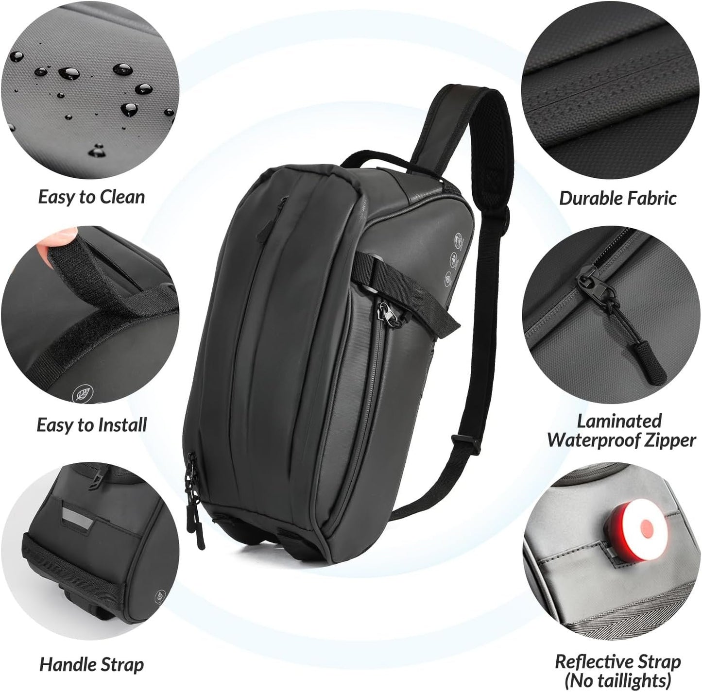 WOTOW Bike Reflective Rack Bag, Water Resistant Bicycle Rear Seat Pannier Cargo Trunk Storage Cycling Carrier Chest Bag with 8L Capacity Multi Pocket Taillight Loop for Commuter Outdoor Traveling