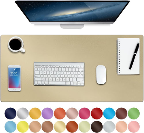 â€ŽBoutilon Leather Mouse Pad,Extended Desk Pad for Keyboard and Mouse Non-Slip Study Desk Writing Pad Desktop Protector for Home Office Accessories,30"x 14"(M-Golden)