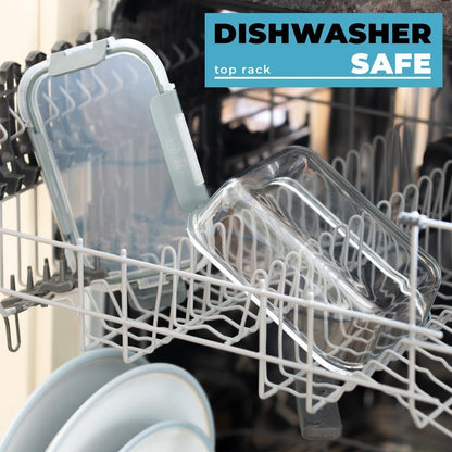 Igluu Meal Prep - Glass Containers with Leak-Proof Snap Lock Lids - Airtight Portion Control Food Storage. BPA-Free, Microwavable, Oven & Dishwasher-Safe 1050ml (3 pack)