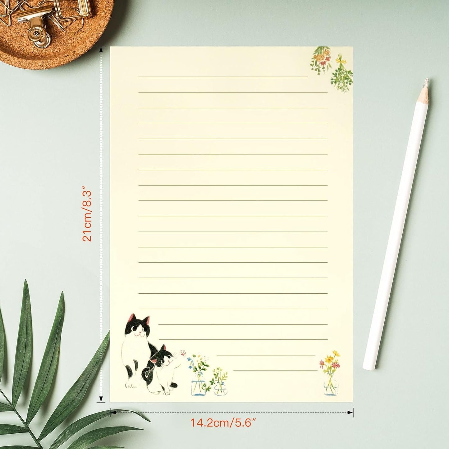 36 PCS Writing Paper and Envelopes Set, Warm Cute Cat Themed Stationary Set Design for Invitations Gift Decorations Holiday Party, 24 Lined Stationery Paper with 12 Envelops