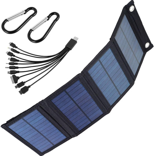 100W Solar Panel Folding Charger IP65 Waterproof USB Solar Power Charger with 2 Hooks and 1 Adapter Lightweight Outdoor Power Bank Phone Charger for Outdoor Activities Fulasun