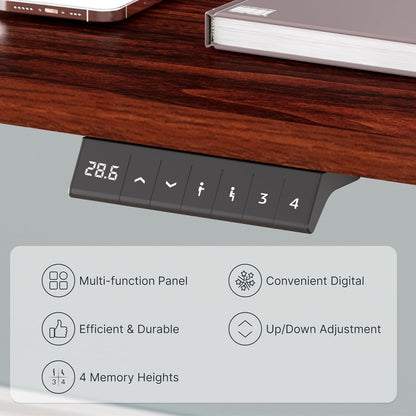 FLEXISPOT EN1 Essential Adjustable Height Desk Electric 40 inch X 24 inch Whole-Piece Desktop Small Standing Desk Ergonomic Memory Controller (White Frame + 40 inch Mahogany Desktop)