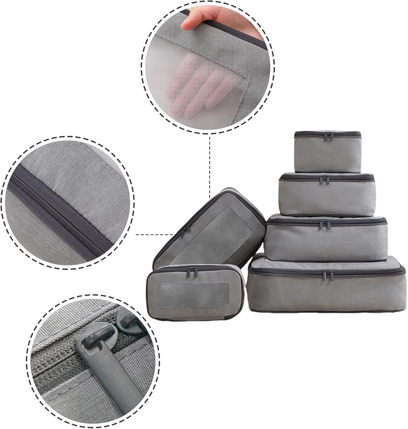 Mumuve 6pcs Travel Packing Cube Set Space Saver Storage Organizer for Efficient Packing Space Saving Storage