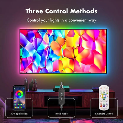 GlowSync HD - Smart LED TV Backlight Strip with Real-Time Screen Sync, LED Strip Lights Sync Color Changing to Game & Music, TV Light Strip with App and Remote Control USB Powered (for 55-65 inch TVs)