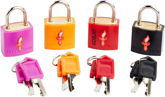 Korjo TSA Keyed 4-Pack Luggage Locks, Perfect for Travel, Included 4 Locks, Black