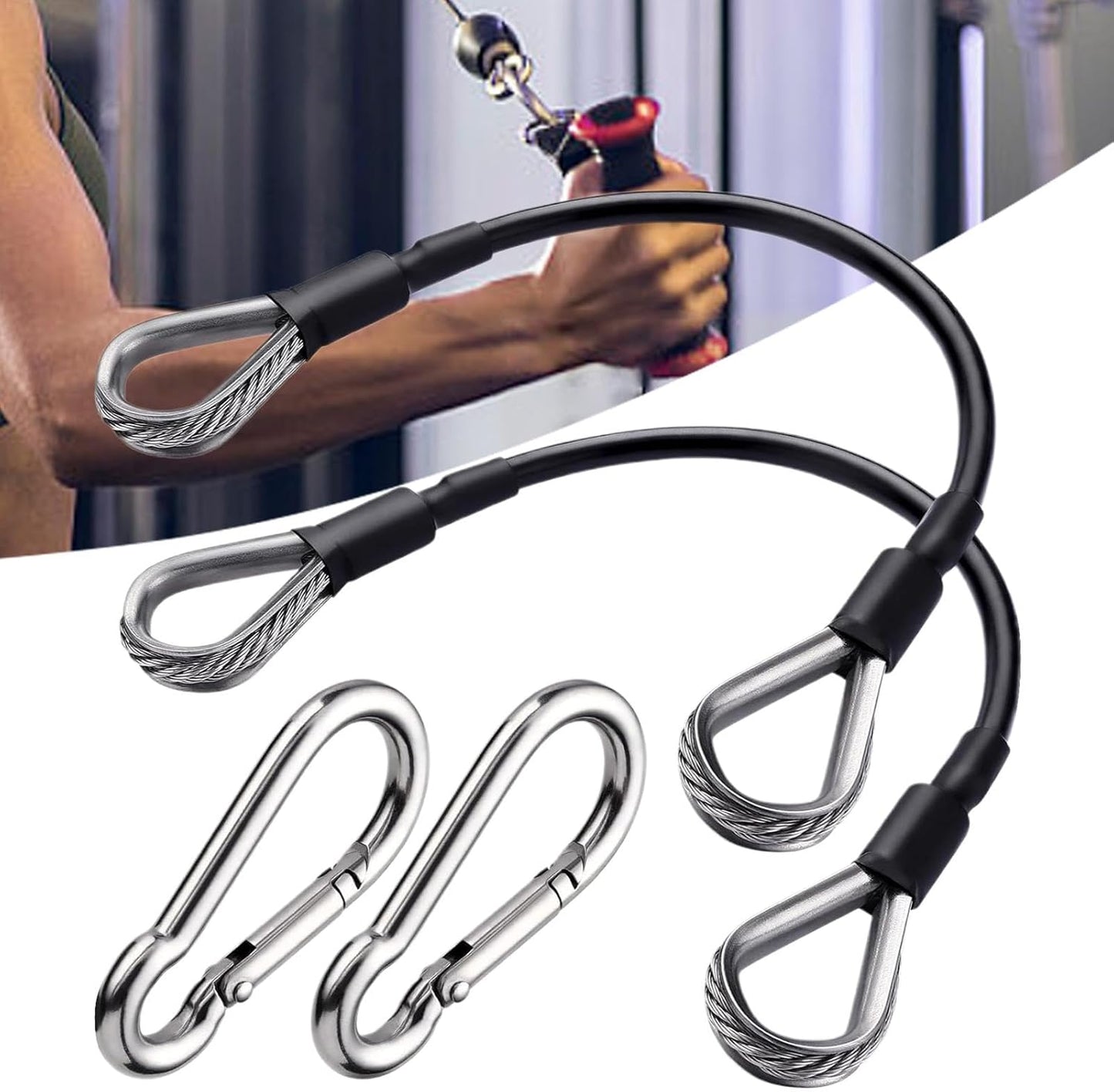 Gym Cable Extension - 2X Pulley System Fitness Cable - Fitness Pulley Cable, Multifunctional Home Gym Cable, Fitness Pulley Workout Cable for Home Exercise Fitness