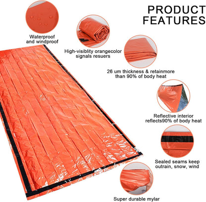 YYTECH Emergency Sleeping Bag, Rescue Blanket, Rescue Film, Gold, 210 x 160 cm, Survival Sleeping Bag, Bivouac Bag, Waterproof, Portable Emergency Blanket, Cold Protection, Rescue Tent for Camping,