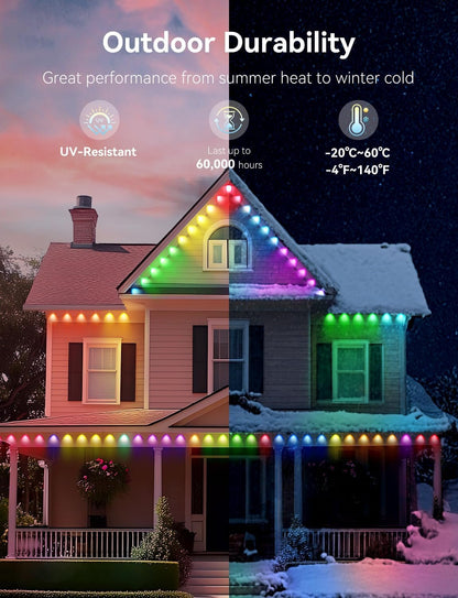Permanent Outdoor Lights -Smart Eave Lights for House 25ft with 18 LED, RGB+IC IP67 Waterproof Eternity Lighting for Daily Decor, Work with Remote, APP, Alexa, Google Assistant