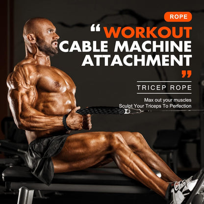 Tricep Rope, Press Down Cable Machine Attachment Set, LAT Pulldown Attachment, Cable Machine Accessories for Home Gym, Exercise Machine Attachments Pulley System Gym Pull Down Rope, Patented