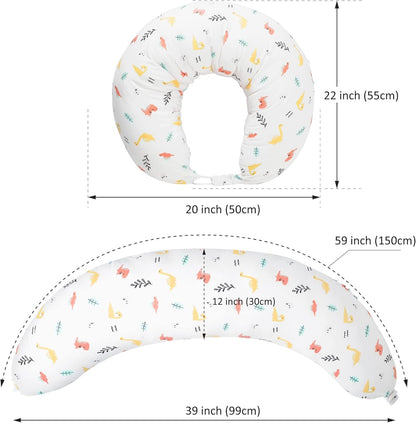 BYRIVER C Shaped Maternity Pillow for Sleeping Pregnant Women Body Pillow, Leg Knee Belly Support Sleep Pillow, Nursing Posture Breast Feeding Pillow, for New Mom (Dinasour)