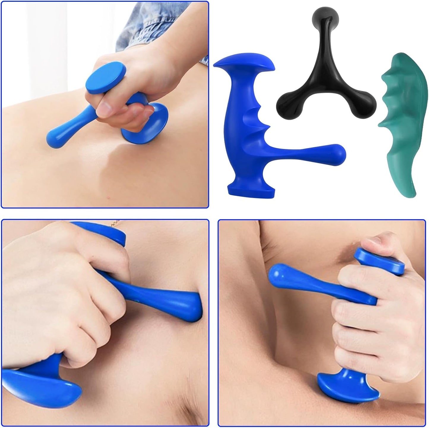 TOATELU 3 Pcs Massage Tools: Double Sided Acupressure Deep Point Massager Thumb Protector Trigger Point Massager Stress Relieve Pain Relief