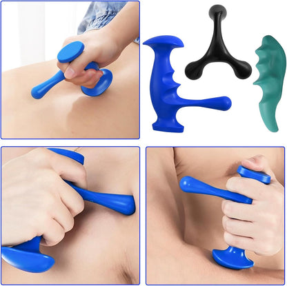 TOATELU 3 Pcs Massage Tools: Double Sided Acupressure Deep Point Massager Thumb Protector Trigger Point Massager Stress Relieve Pain Relief