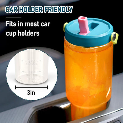 Luxgola 50 oz Tritan Plastic Tumbler with Flip Straw Lid and Top Handle, Reusable Clear Water Bottle with Time Marker, 100% Leak Proof, Fits in Car Cup Holder, BPA-Free Iced Coffee Cup - Rose Red