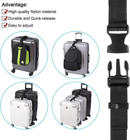 Vigorport Luggage Connector, Straps for Suitcase, Add A Bag Adjustable Attachment Accessories 1.25" Endless for Connect Your 3 Luggage Together-2 Pack