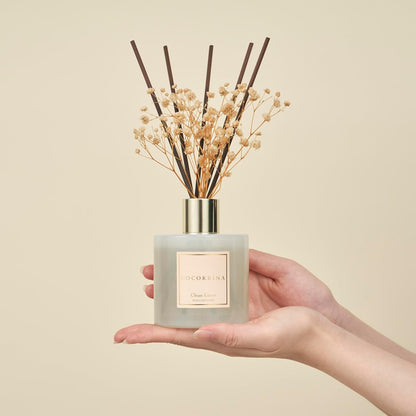 Cocorrína Reed Diffuser Set, 6.7 oz Clean Linen Scented Home Fragrance with Sticks for Bathroom Shelf Decor