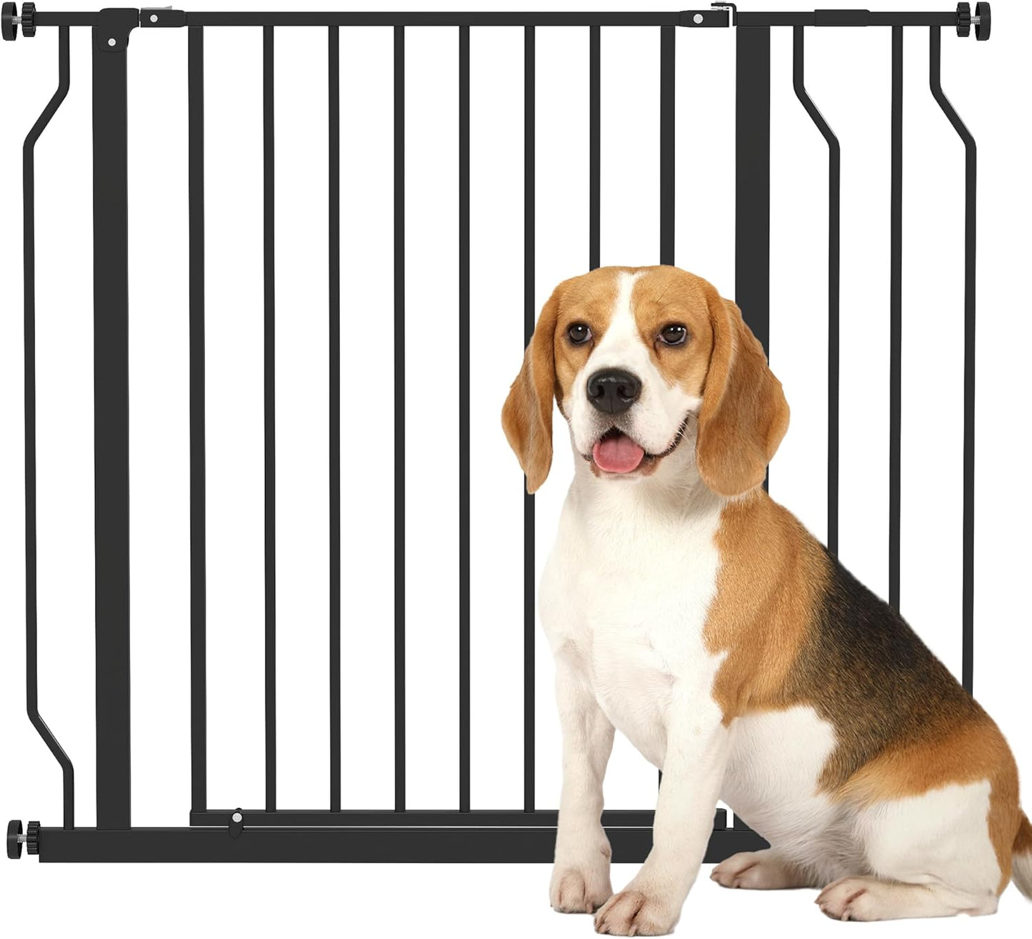 PawHut Safety Gate for Dogs Extendable 75-95 cm and Adjustable for Stairs and Doors, 76 cm High Steel and ABS Black